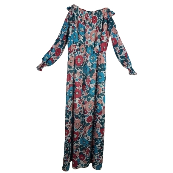 NWT CHARLES HENRY Floral Off the Shoulder Long Sleeve Maxi Dress Small - Picture 2 of 7
